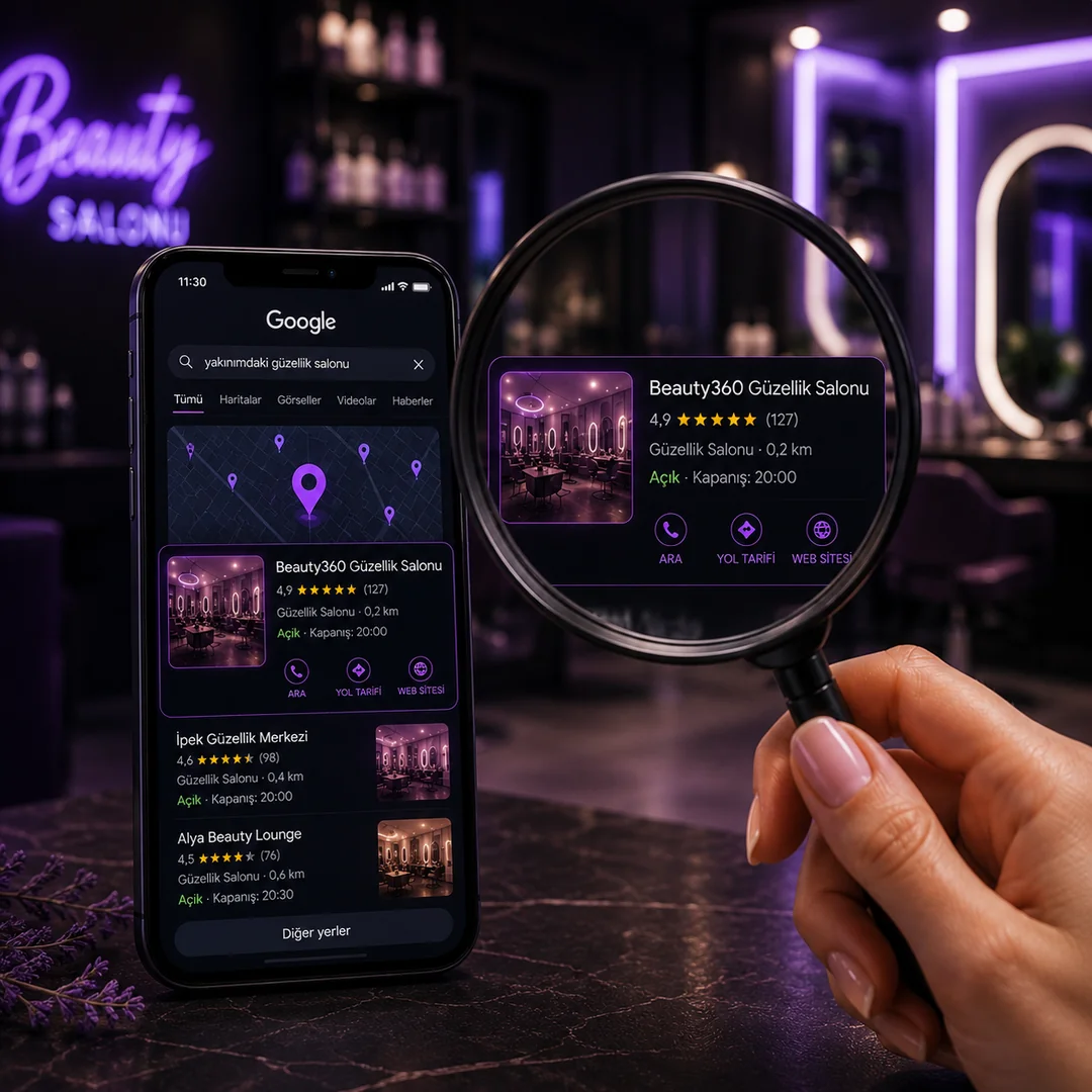 Müşterilerin Google'da güzellik salonunu kolayca bulması